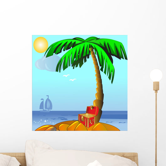 Island with Palm and Wall Decal