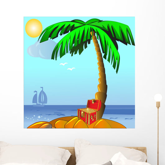 Island with Palm and Wall Decal