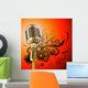 Gold Vintage Microphone Wall Decal