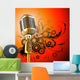 Gold Vintage Microphone Wall Decal