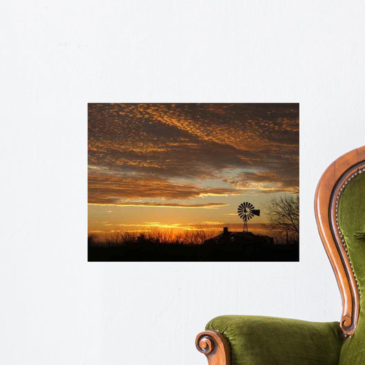 Windmill Sunset Wall Decal