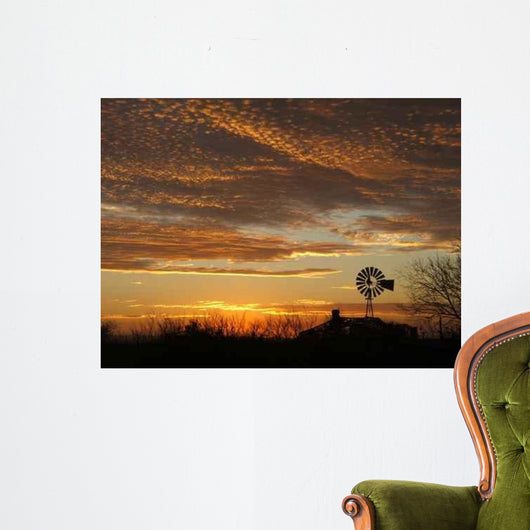 Windmill Sunset Wall Decal