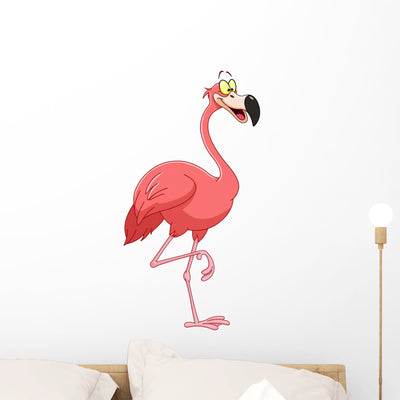 Flamingo Wall Decal shown on a wall