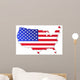 USA Map with Flag Wall Decal