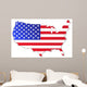 USA Map with Flag Wall Decal