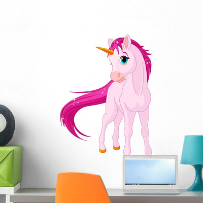 Baby Unicorn Wall Decal shown on a wall