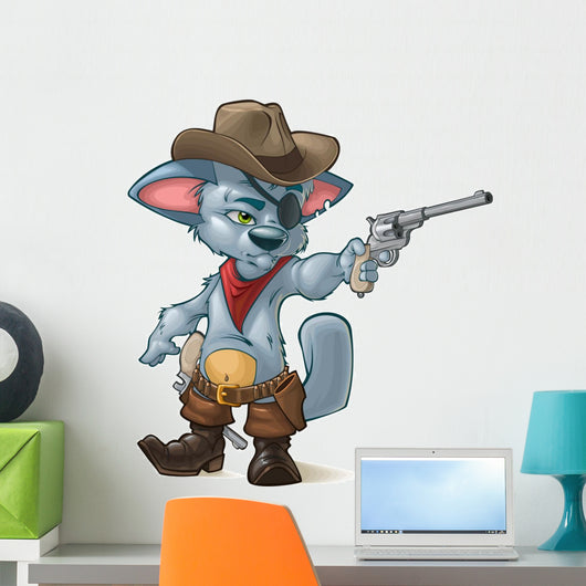 Cute Kitten Playing Cowboys Wall Decal