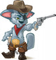 Cute Kitten Playing Cowboys Wall Decal