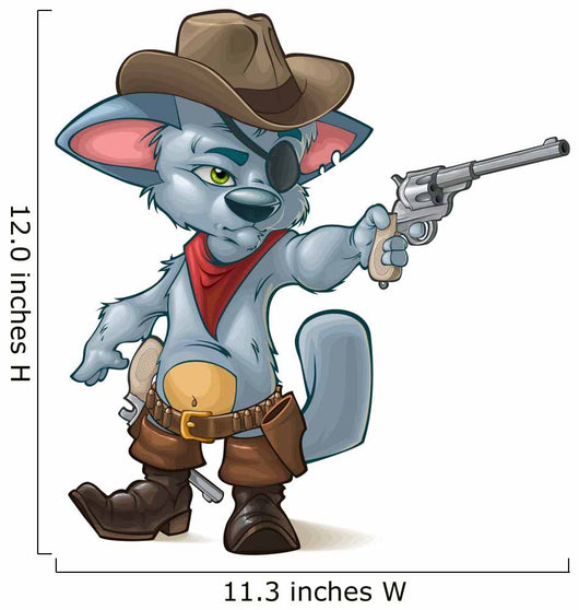Cute Kitten Playing Cowboys Wall Decal
