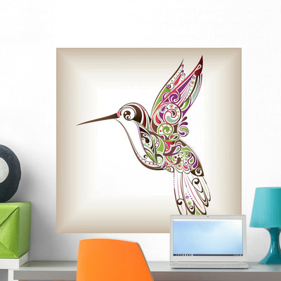 Hummingbird Wall Decal shown on a wall
