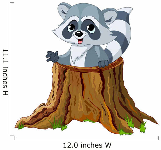 Raccoon Tree Stump Wall Decal