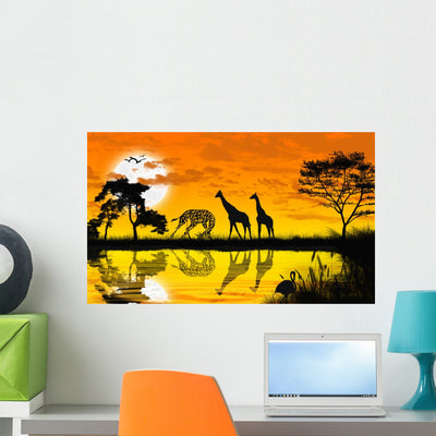 Giraffe Wall Decal Design 1 shown on a wall
