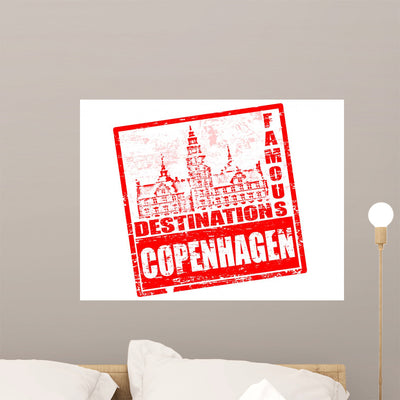 Copenhagen Stamp Wall Decal shown on a wall