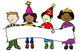 Party Hat Kids with Wall Decal