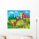 Country Scene with Red Wall Decal Design 4