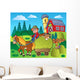 Country Scene with Red Wall Decal Design 4