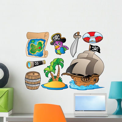 Themed Pirate Wall Stickers Wall Decal shown on a wall