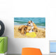 English Bulldogs Playing Beach Wall Decal