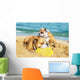 English Bulldogs Playing Beach Wall Decal