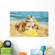 English Bulldogs Playing Beach Wall Decal