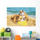 English Bulldogs Playing Beach Wall Decal