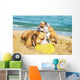 English Bulldogs Playing Beach Wall Decal
