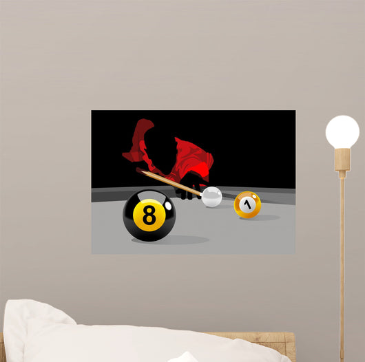 Illustration Man Playing Pool Wall Decal