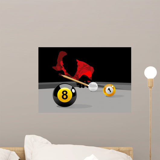 Illustration Man Playing Pool Wall Decal