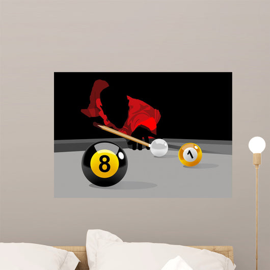 Illustration Man Playing Pool Wall Decal