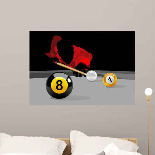 Illustration Man Playing Pool Wall Decal
