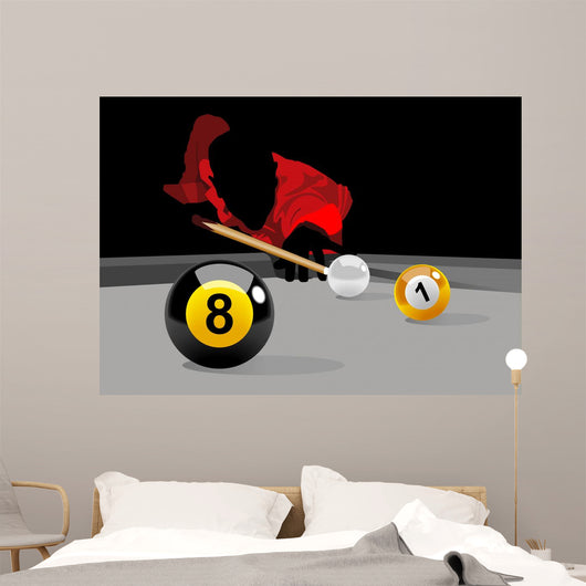 Illustration Man Playing Pool Wall Decal