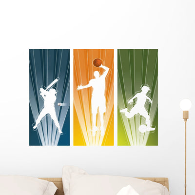 Sport Player Silhouette Banners Wall Decal shown on a wall