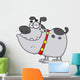 Gray Dog Cartoon Character Wall Decal