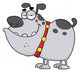 Gray Dog Cartoon Character Wall Decal