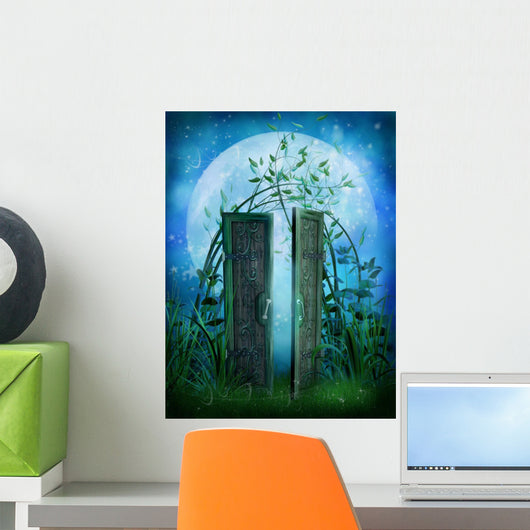 Enchanted Blue Door Garden Wall Decal