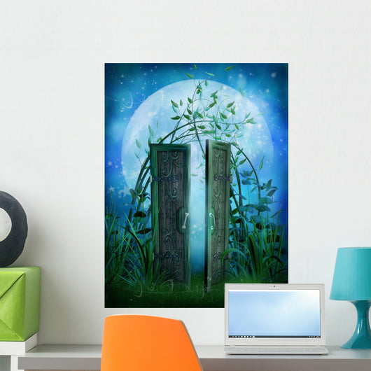 Enchanted Blue Door Garden Wall Decal
