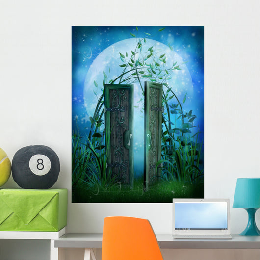 Enchanted Blue Door Garden Wall Decal