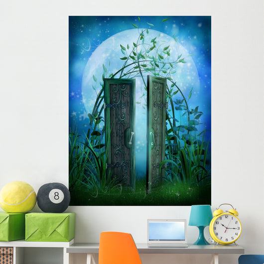 Enchanted Blue Door Garden Wall Decal