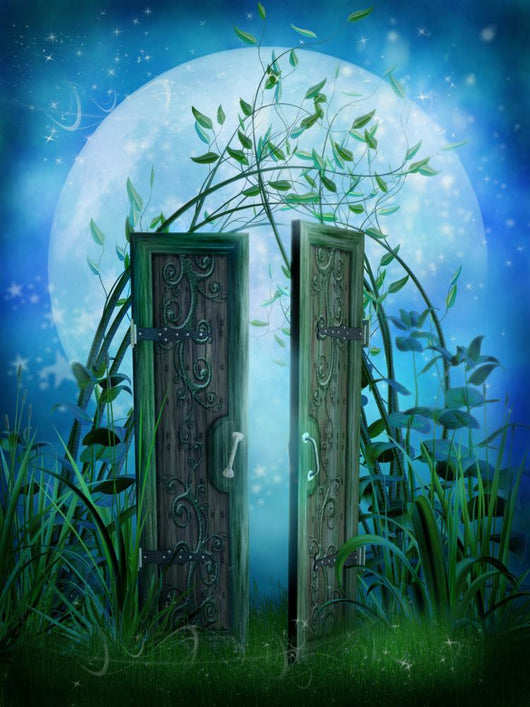 Enchanted Blue Door Garden Wall Decal