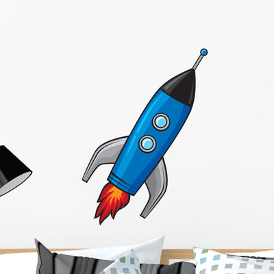 Rocket Wall Decal shown on a wall