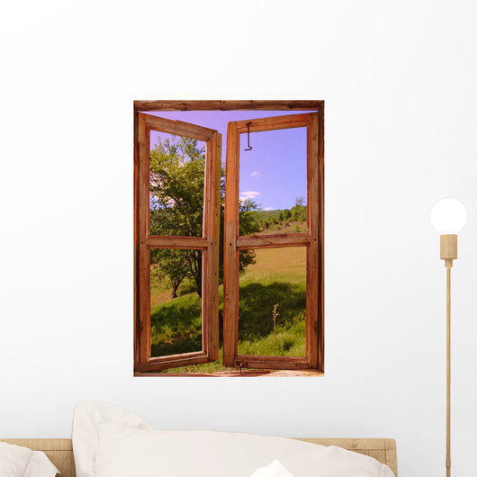 Landscape Seen through Window Wall Decal
