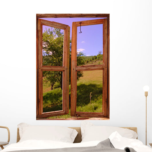 Landscape Seen through Window Wall Decal