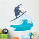 Silhouette Person Surfing Sea Wall Decal