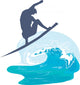 Silhouette Person Surfing Sea Wall Decal