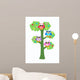 Four Colorful Owls Sitting Wall Decal