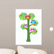 Four Colorful Owls Sitting Wall Decal