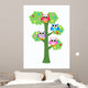 Four Colorful Owls Sitting Wall Decal