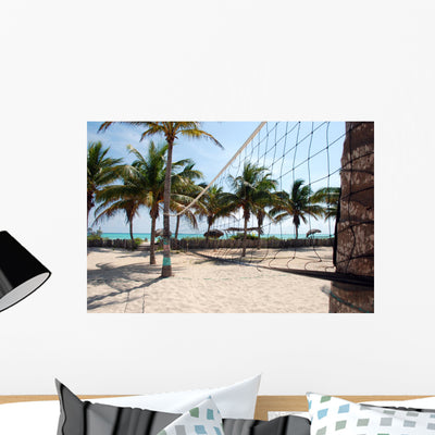 Beach Volleyball Net Wall Decal shown on a wall