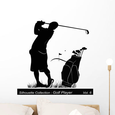 Golf and Golfer Wall Decal shown on a wall