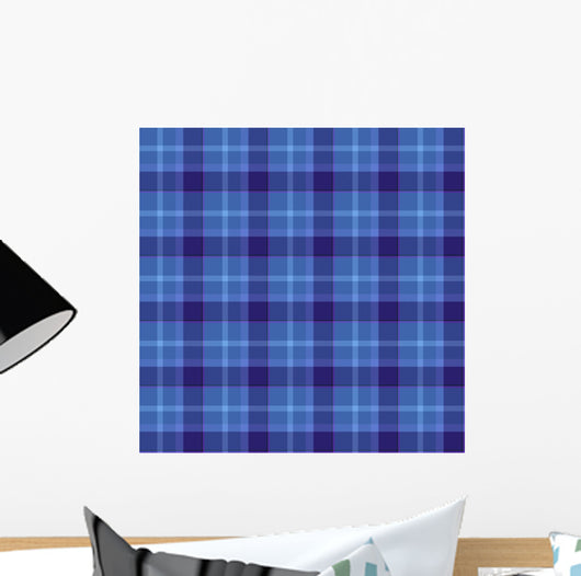 Blue Colored Tartan Seamless Wall Decal